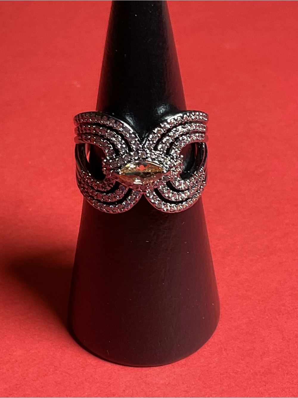 Bomb Party RG54097 “Summer Magic” Cubic Zirconia on Hematite Size 9 Ring NWT